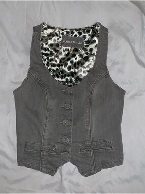 Vintage Y2K Clash Buckle Vest Gray Cotton Clash Jeans USA